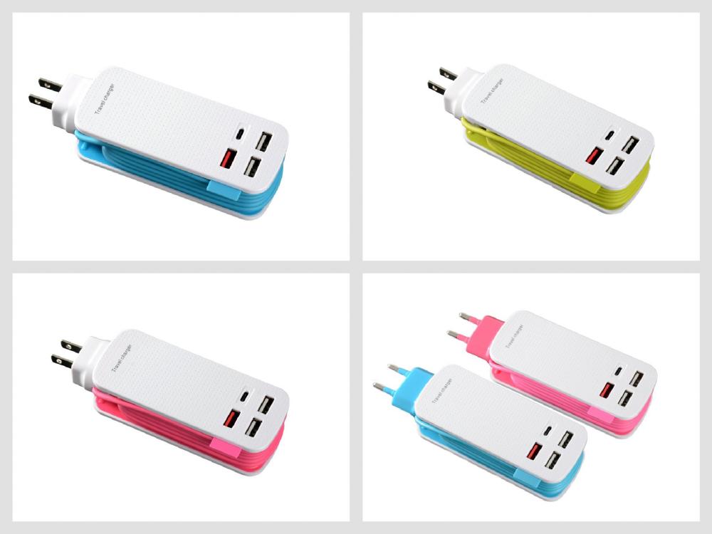 Plugue AU Adaptador de Viagem Multi-USB com USB C