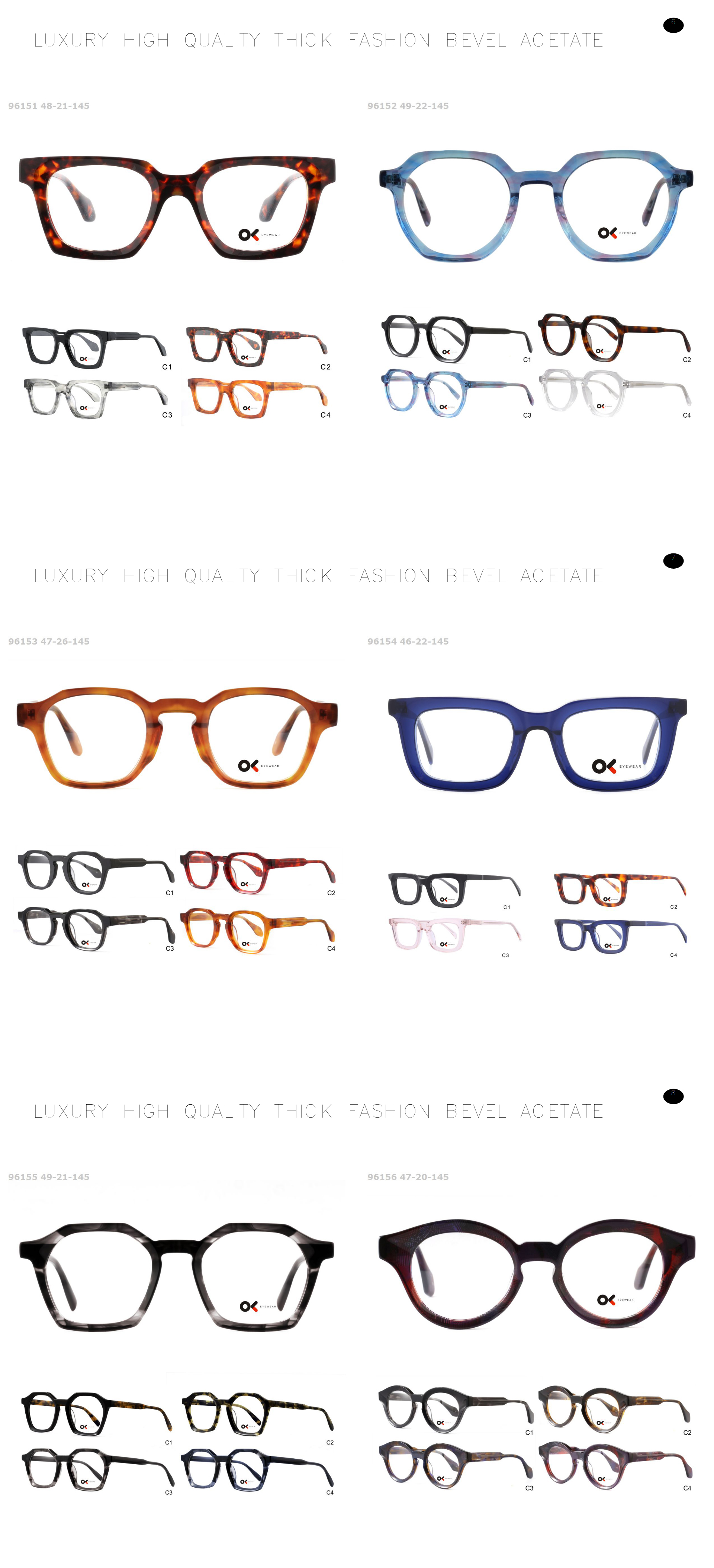 fashion bevel acetate optcial glasses frame