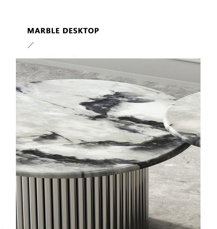 Water Ripple Stainless Steel Marble Tea Table