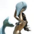 Bronze Mermaid Duo and Dolphin Guardian Sculpture