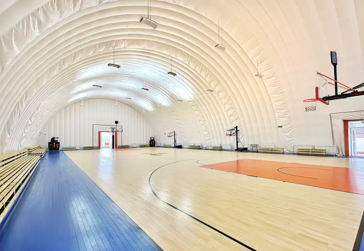 Indoor ice rink inside an inflatable structure