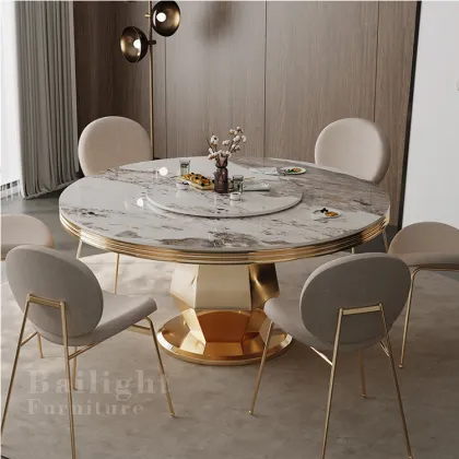 Wholesale High Quality Royal Hotel Rose Gold European Antique Round Dining Table