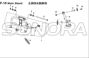F-16 Main Stand for XS125T-16A Fiddle III Spare Part Top Quality