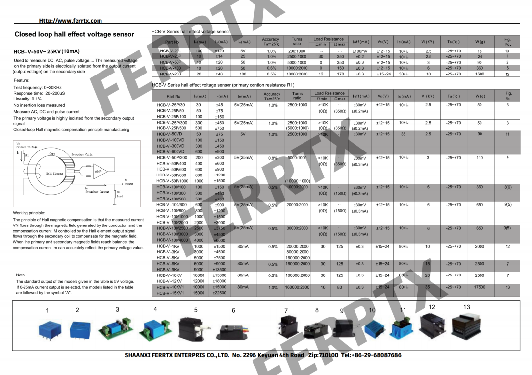 Closed Loop Hall Effect Voltage Sensor