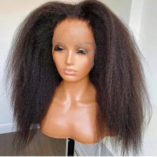 Wholesale Human Hair Transparent Lace Closure Wig Kinki Straight