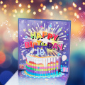 Tarjeta de felicitación LED emergente de feliz cumpleaños con sonido y luces intermitentes