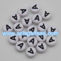 4x7MM Acrilico Bianco Lettera singola / Alfabeto Perline AZ Moneta acrilica Perline distanziali rotonde