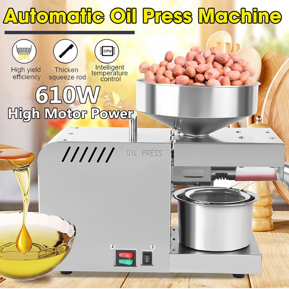YTK Oil Press Full Automatic Household Flax Seed Press Peanut Oil Press Stainless Steel Cold Press Oil Press 1500W (Max)