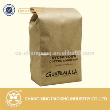 Standing Side Gusset PE Packaging Pouch Flat Bottom Kraft Paper Coffee Bag With Valve