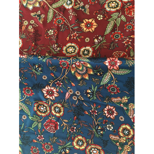 Ethnic Flower Rayon Poplin 45S Light Printing Fabric