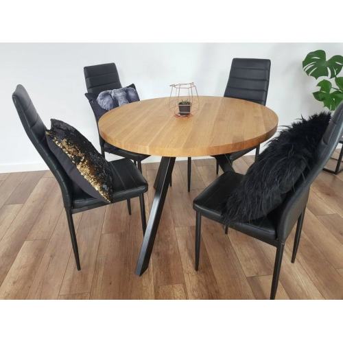 Solid Wooden Round Coffee Table with Iron Leg