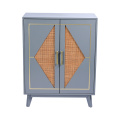 Premium Double Door Cabinet with Tenghua Leather Accents