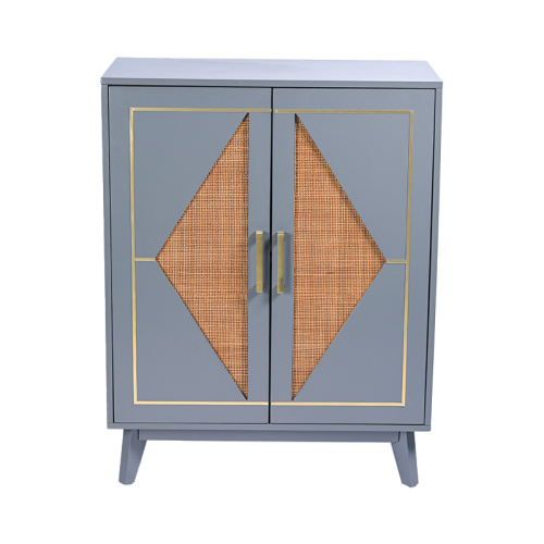 Double door wine cabinet with Tundra leather trim