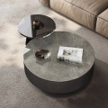 Table basse ronde en marbre contemporain avec rangement