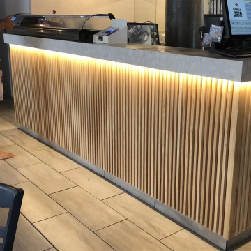 Modern Commercial Furniture LED Light  Office Waiting wooden Metal Marble Restaurant Pub  Bar Counter Table Design