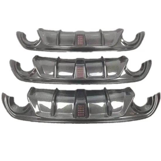 Carbon Fiber Rear Bumper Lip Diffuser with Light for Infiniti Q50 2014-2017