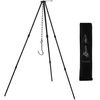 Adjustable Aluminum Campfire Grill Stand with Portable Storage Bag