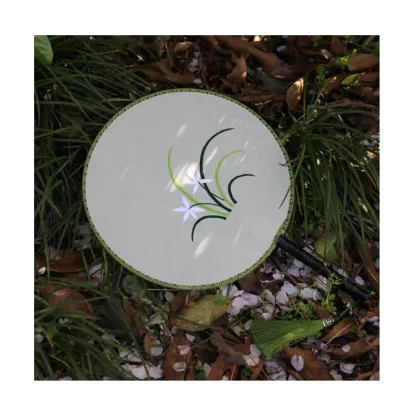 Handmade Suzhou Embroidery Dance Fan with Ancient Style Orchid Grass Pattern: A Unique Flower Embroidery Group Fan for Children
