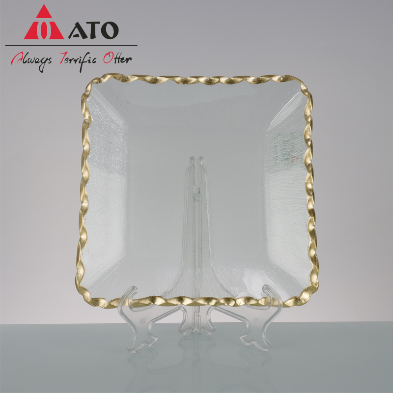 Luxury glass Nordic Style square Shape plate Tableware