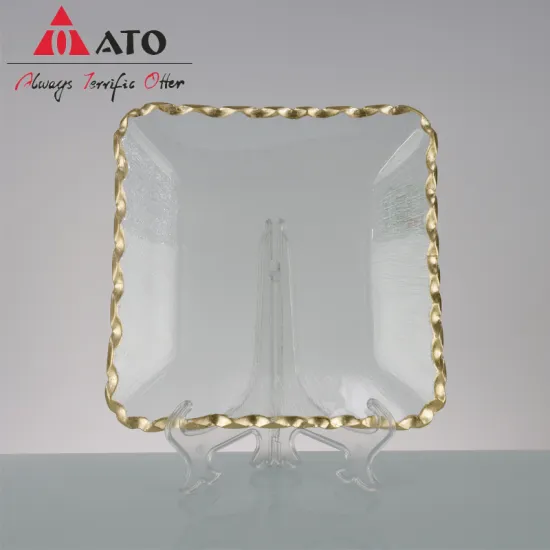 Luxury glass Nordic Style square Shape plate Tableware
