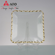 Luxury glass Nordic Style square Shape plate Tableware