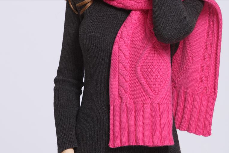 90% Wool 10% Cashmere Knitted Scarf -7