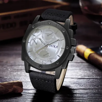 WJ-11428 Men's Fashion Causal Leather Quartz Watches - Wholesale Business Wrist Watches