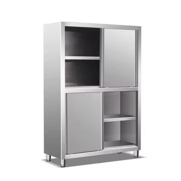 Stainless Steel Upright Storage Cabinet with Sliding Doors