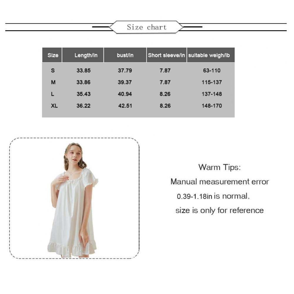 Women Cotton Nightgowns Vintage Lightweight Nightdress