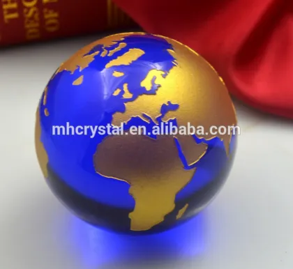 Cobalt Blue Art Glass World Globe Map Paperweight MH-Q0197