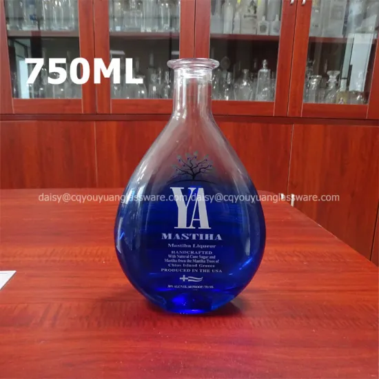 Gradient colored clear glass empty mexico tequila bottle manufacturer