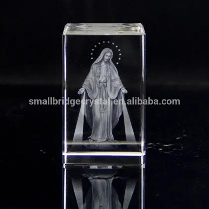 3d laser engrave christian crystal block for souvenir gift
