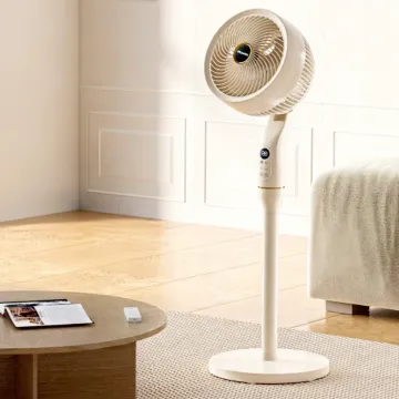 Modern 8 Inch Floor Fan with Circular Design