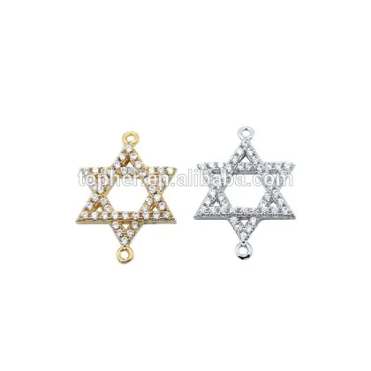 Cheap wholesale 925 silver CZ star of david charm