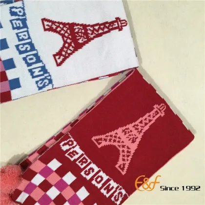 Children Knitting Multicolor Plaid Jacquard Scarf