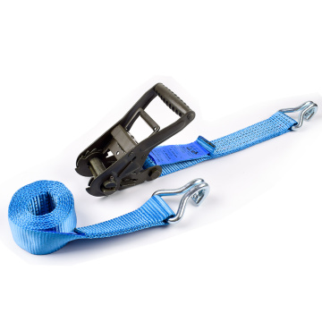 2" 6000kgs 50mm Heavy Duty Ratchet Buckle Tie Down Blue Straps With 2 Inch Double J Hooks