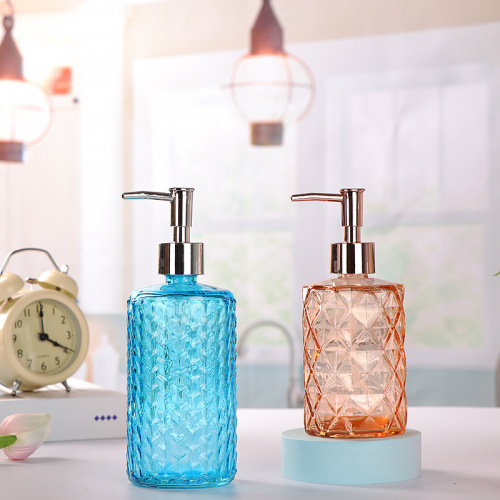 Transparent glass bottle hand soap dispenser