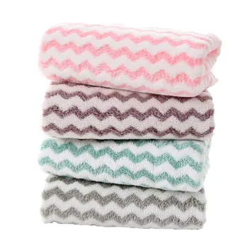 Factory Direct Coral Fleece Towels: Thick, Absorbent Bath Towels with Japanese-Style Striped Design for Hair and Body Drying