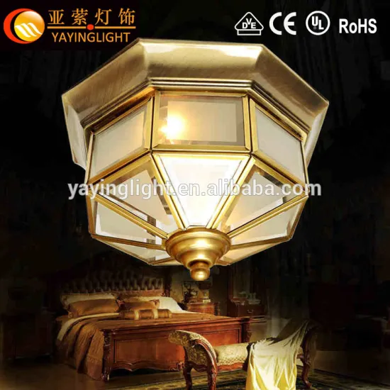 vintage glass brass ceiling lamps, European glass brass living room hot sell ceiling lamps