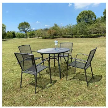 4-Piece Garden Set: Outdoor Dining Chair and Round Table for Patio