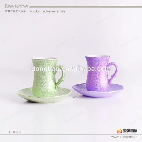 Shine-cut shape electroplated cup and saucer set