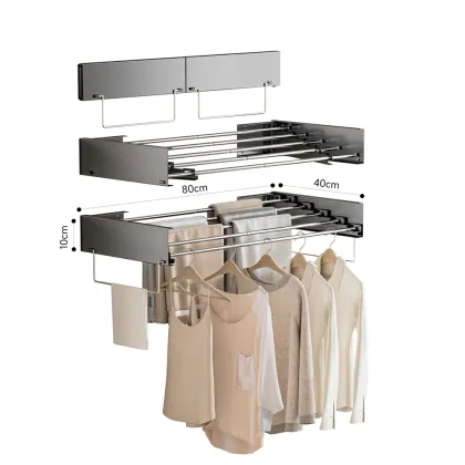 2025 New Retractable Clothes Drying Rack with Hook, Foldable for Home Use