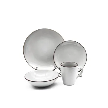 Reactive Glaze With Gold Rim Ceramic Stoneware Tableware