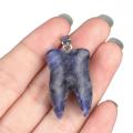 Sodalite Tooth Necklace for Women Men Handmade Craved Stone Teeth