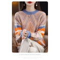 Puffed sleeve wool knit sweater for women