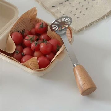 Stainless Steel Potato Masher with Wooden Handle - Ideal for Making Baby Food Purees at Home