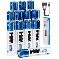 باتری لیتیومی قابل شارژ USB-C 12PCS 1.5V AAA 1300mWh