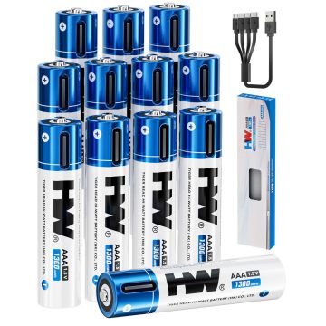 باتری لیتیومی قابل شارژ USB-C 12PCS 1.5V AAA 1300mWh