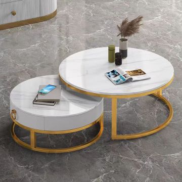 Modern Round Marble Coffee Table for Living Room