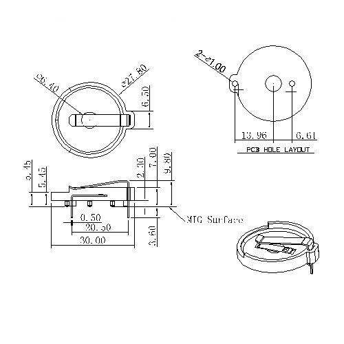 Coin Cell Holders FOR CR2450D BT-S-SN-R-CR2450D